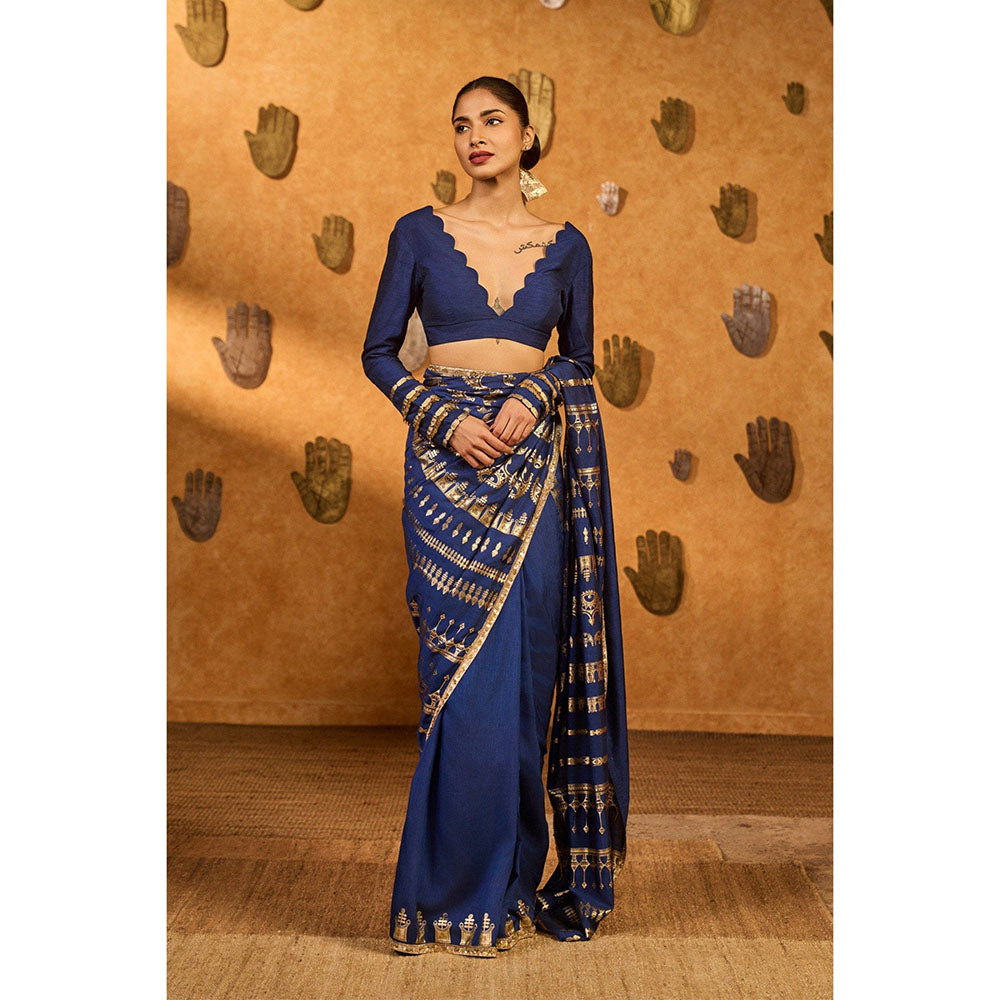 Masaba Sapphire Midas Touch Saree with Unstitched Blouse