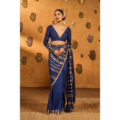 Masaba Sapphire Midas Touch Saree with Unstitched Blouse