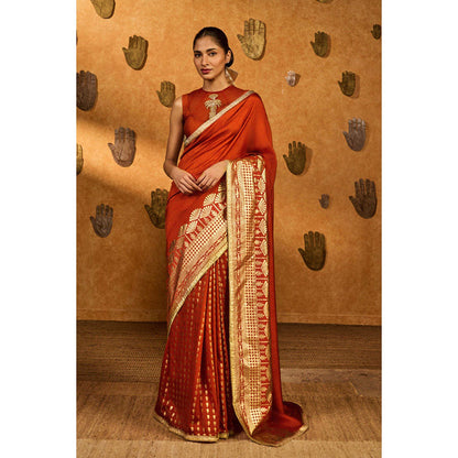 Masaba Rust Snow Light Saree with Unstitched Blouse