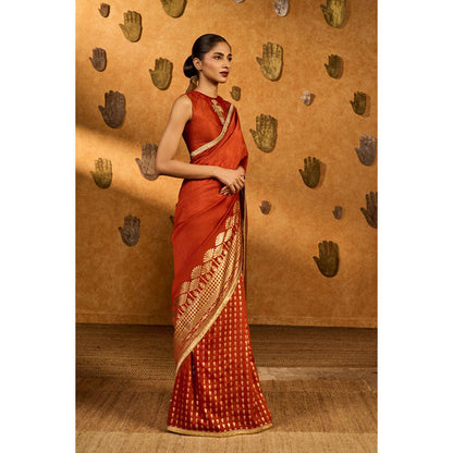 Masaba Rust Snow Light Saree with Unstitched Blouse