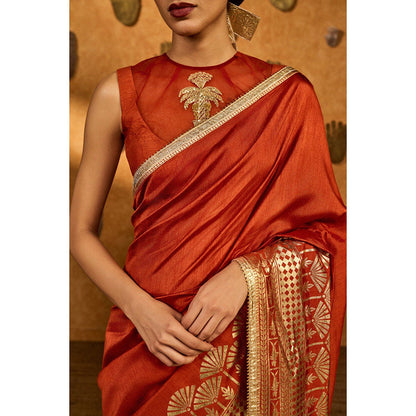 Masaba Rust Snow Light Saree with Unstitched Blouse
