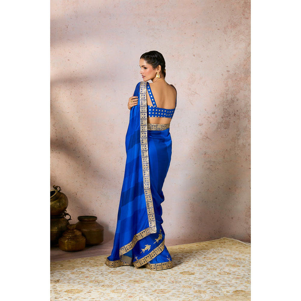 Masaba Blue Mystic Saree with Unstitched Blouse