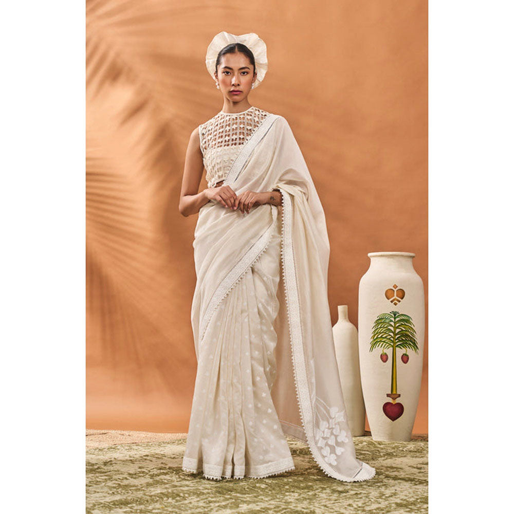 Masaba Ivory All Fours Saree with Unstitched Blouse
