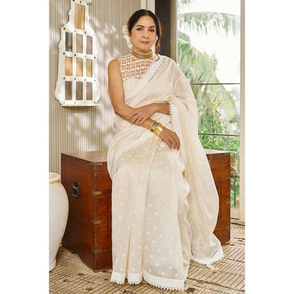 Masaba Ivory All Fours Saree with Unstitched Blouse