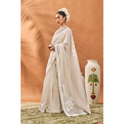 Masaba Ivory All Fours Saree with Unstitched Blouse