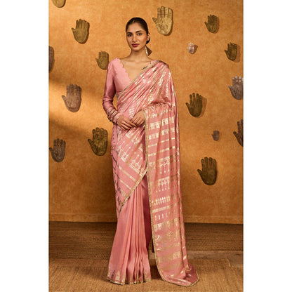 Masaba Champagne Pink Midas Touch Saree with Unstitched Blouse