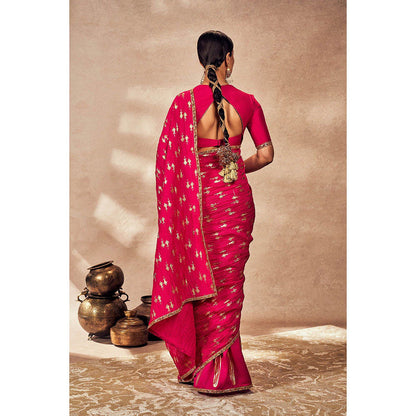 Masaba Pink Whispering Lily Crush Saree with Unstitched Blouse