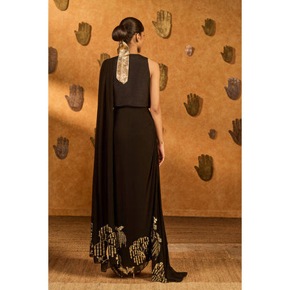 Masaba Black Zen Stitched Saree with Stitched Blouse