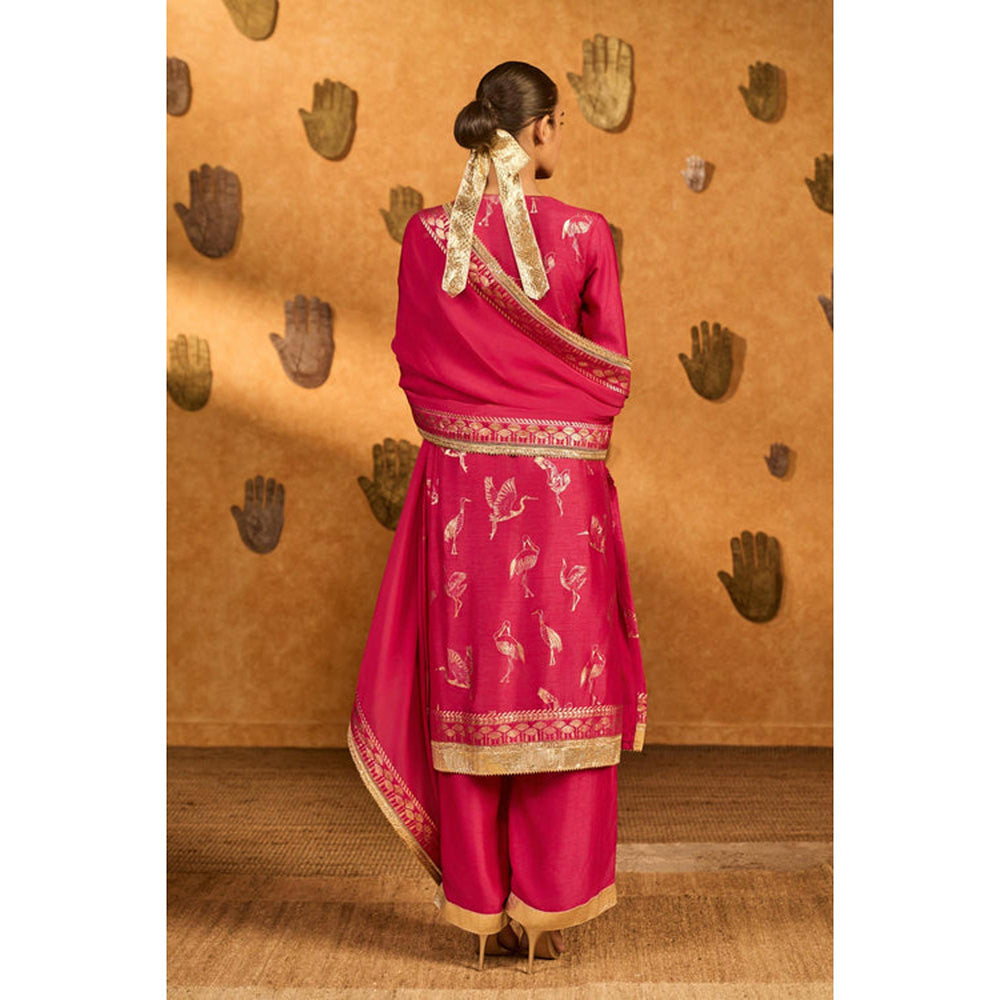 Masaba Pink Crane Kurta with Pant and Dupatta