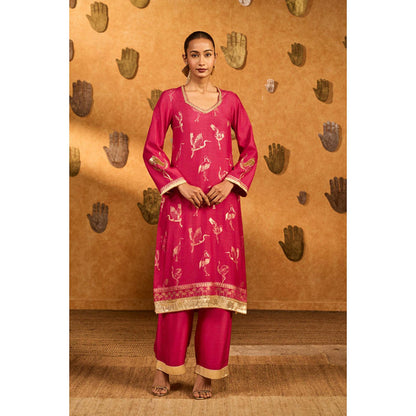 Masaba Pink Crane Kurta with Pant and Dupatta