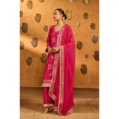 Masaba Pink Crane Kurta with Pant and Dupatta