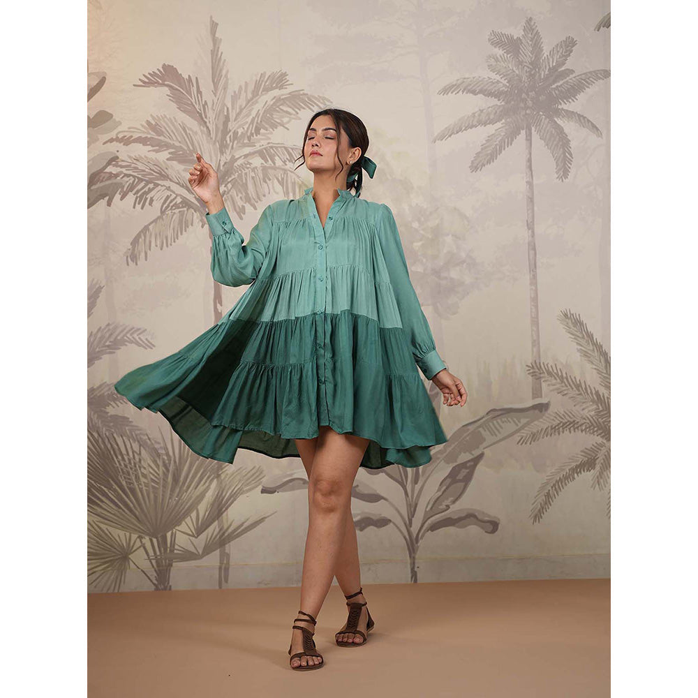 Masoomm Green Tiered Mini Dress