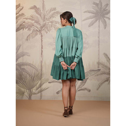 Masoomm Green Tiered Mini Dress