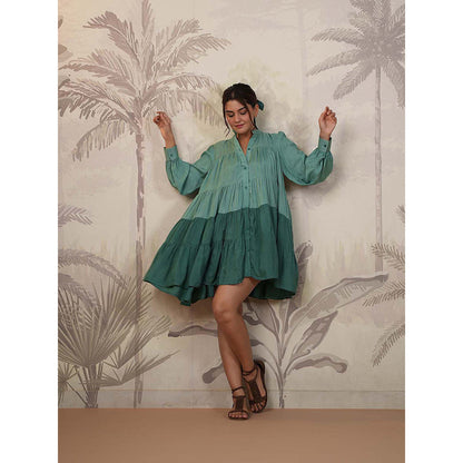 Masoomm Green Tiered Mini Dress