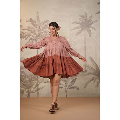 Masoomm Brown Tiered Mini Dress