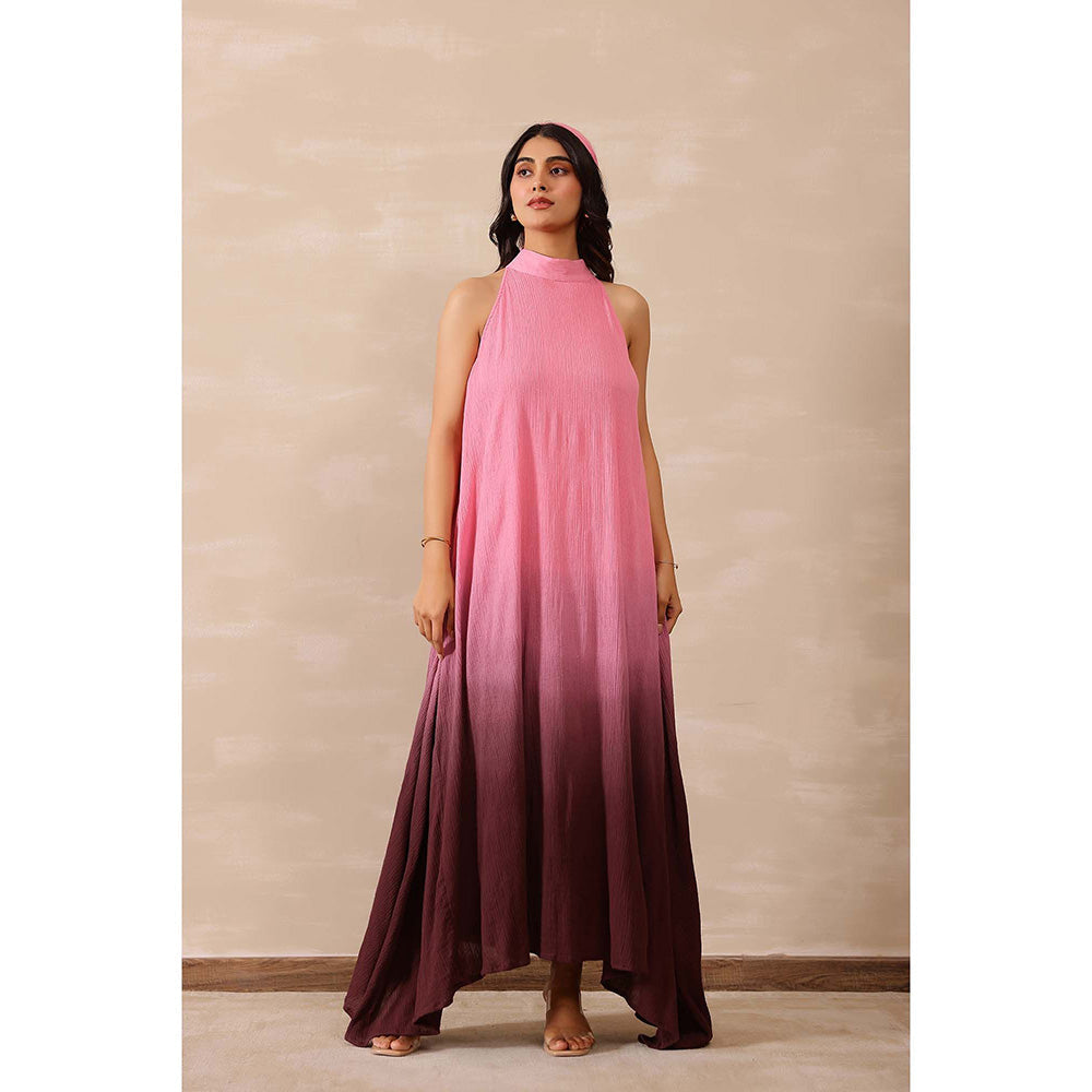 Masoomm Pink Midnight Ombre Print Maxi Dress