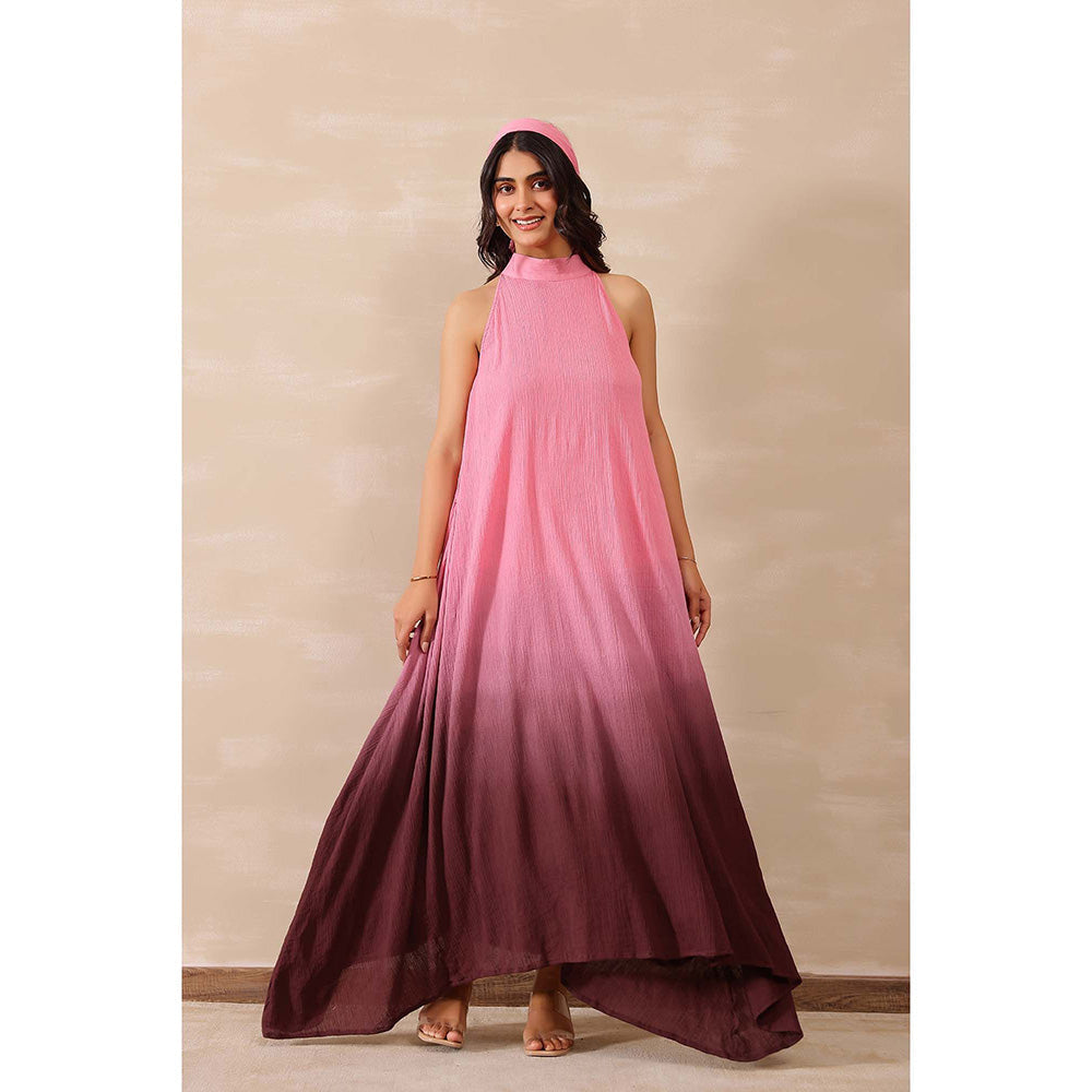 Masoomm Pink Midnight Ombre Print Maxi Dress