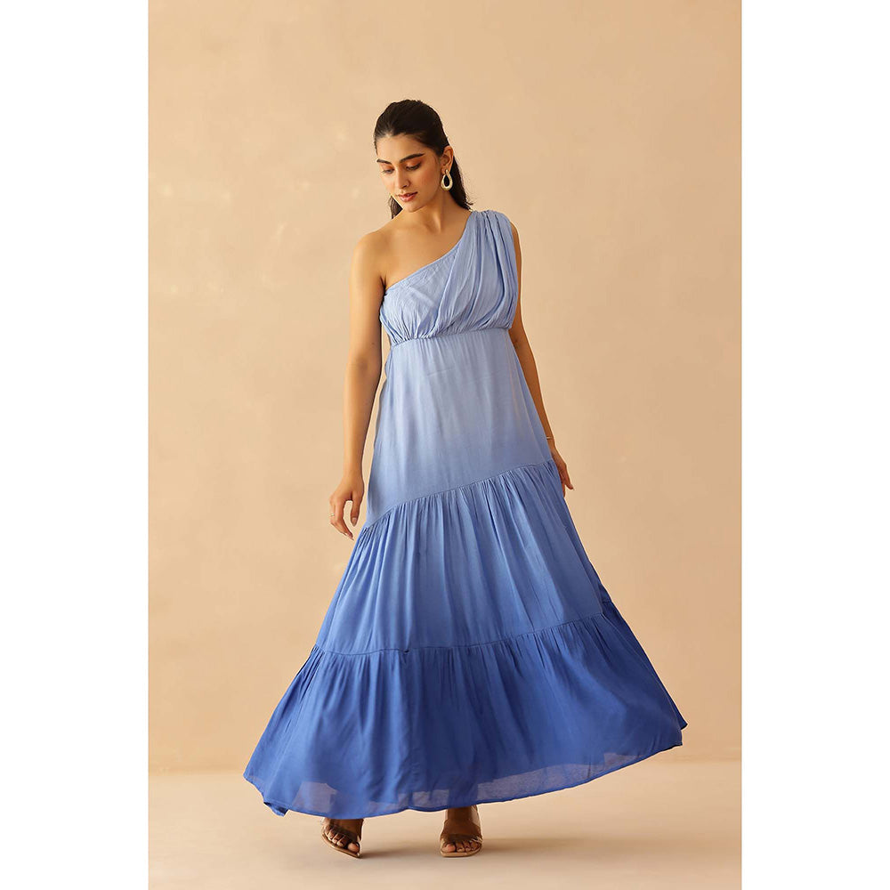Masoomm Blue Cascade Ombre Maxi Dress