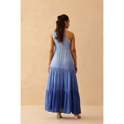 Masoomm Blue Cascade Ombre Maxi Dress