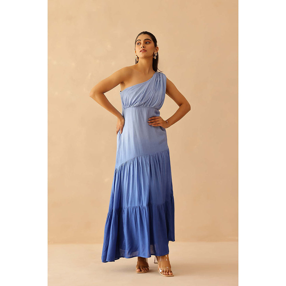 Masoomm Blue Cascade Ombre Maxi Dress