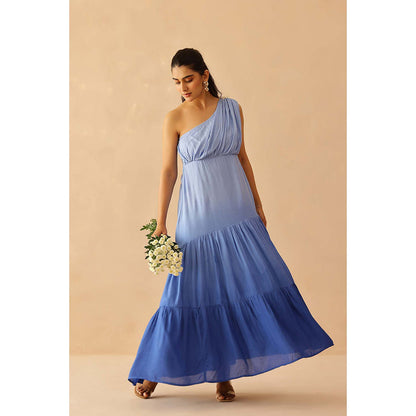Masoomm Blue Cascade Ombre Maxi Dress