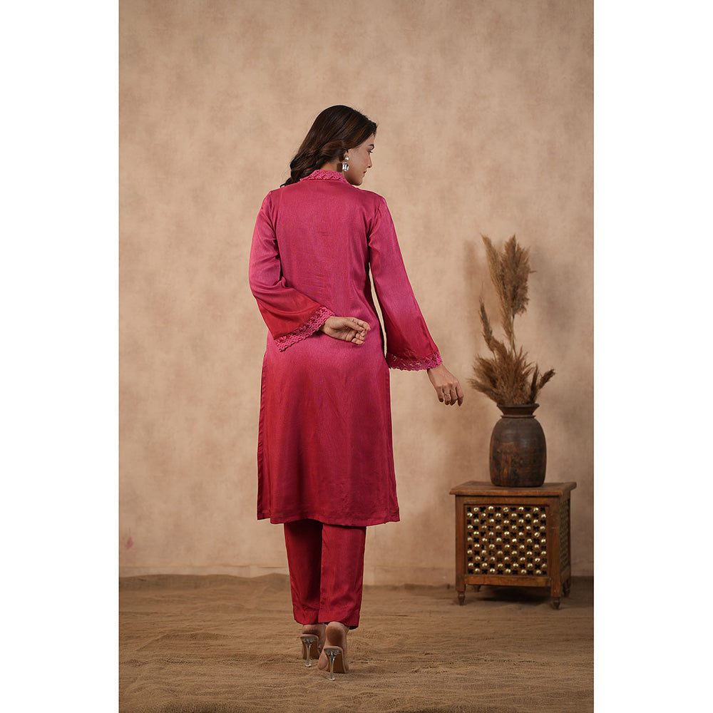 Masoomm Red Ombre Kurta with Pant and Dupatta (Set of 3)