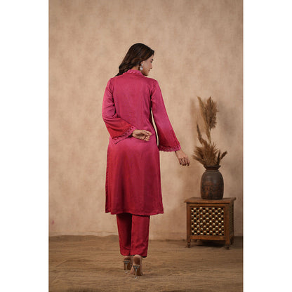 Masoomm Red Ombre Kurta with Pant and Dupatta (Set of 3)