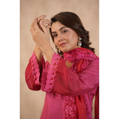 Masoomm Red Ombre Kurta with Pant and Dupatta (Set of 3)