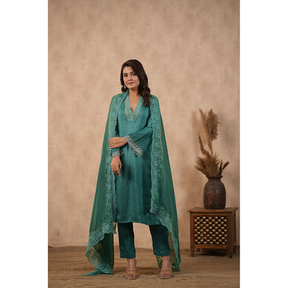 Masoomm Green Ombre Kurta with Pant and Dupatta (Set of 3)