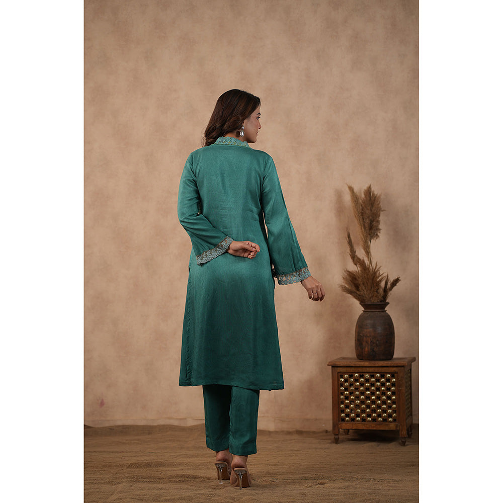 Masoomm Green Ombre Kurta with Pant and Dupatta (Set of 3)