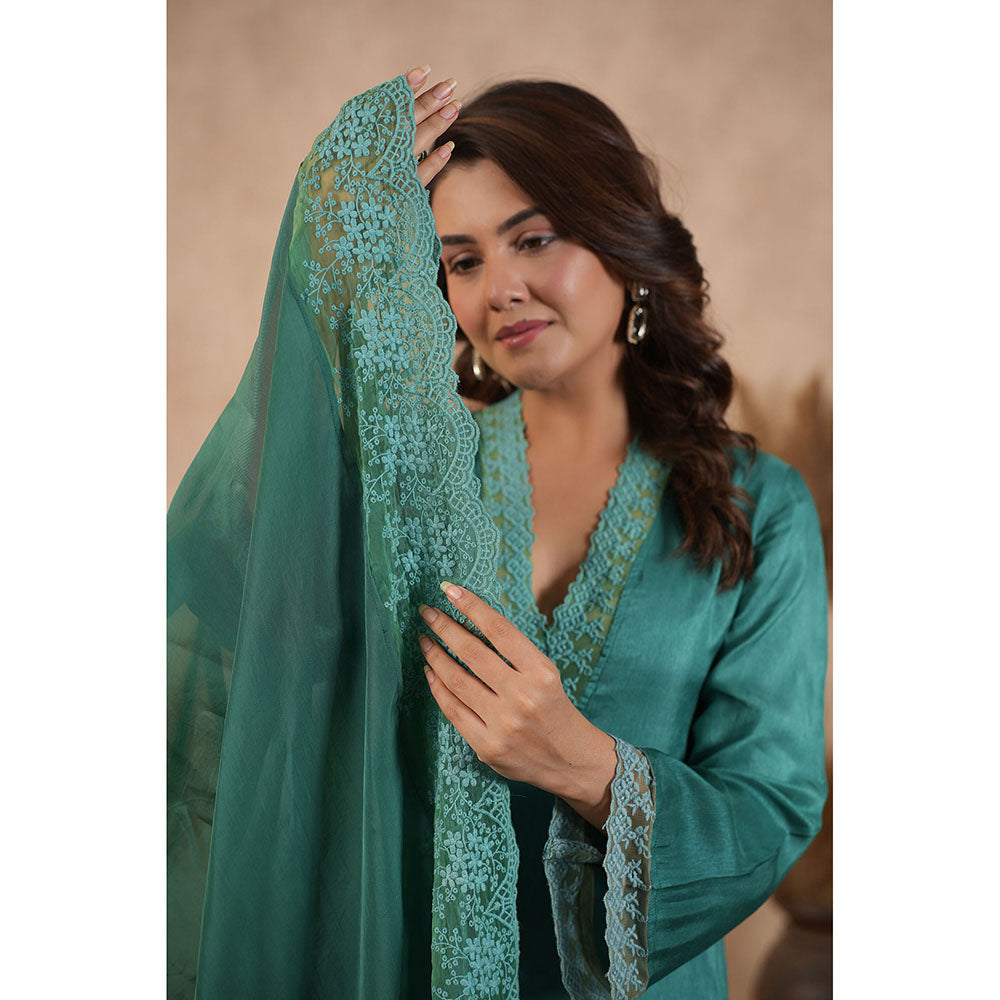 Masoomm Green Ombre Kurta with Pant and Dupatta (Set of 3)