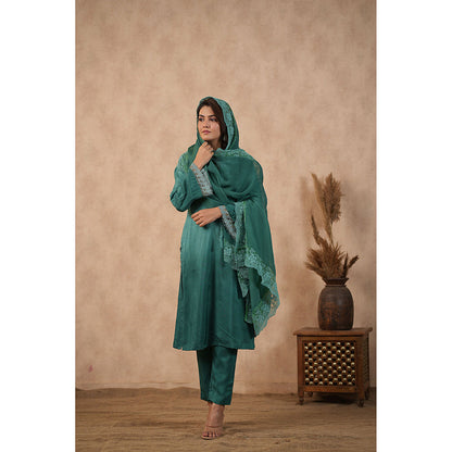 Masoomm Green Ombre Kurta with Pant and Dupatta (Set of 3)