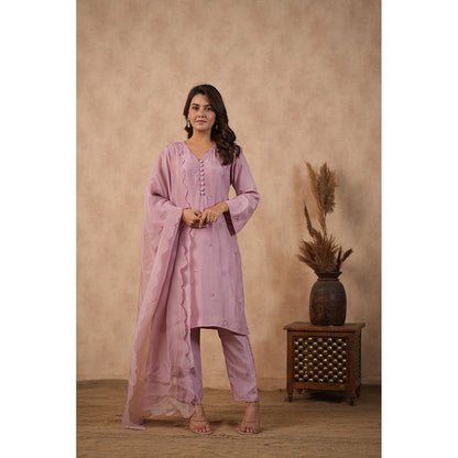Masoomm Lilac Embroidered Kurta with Pant and Dupatta (Set of 3)