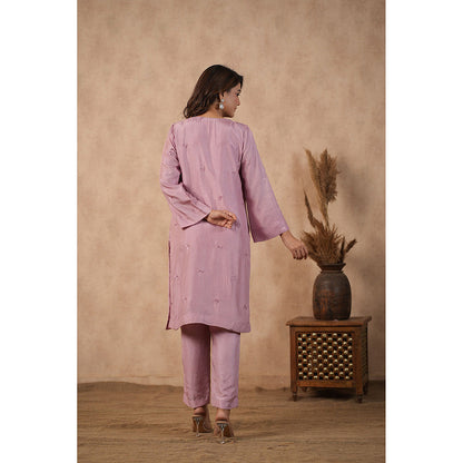 Masoomm Lilac Embroidered Kurta with Pant and Dupatta (Set of 3)