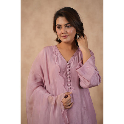 Masoomm Lilac Embroidered Kurta with Pant and Dupatta (Set of 3)