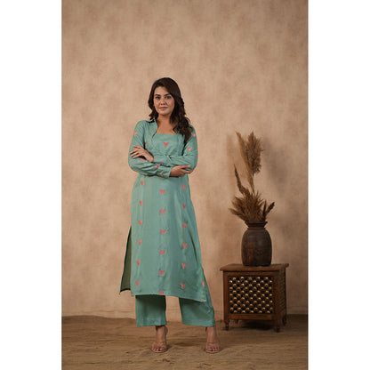 Masoomm Green Embroidered Kurta and Pant (Set of 2)