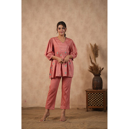 Masoomm Rose Pink Embroidered Co-Ord (Set of 2)