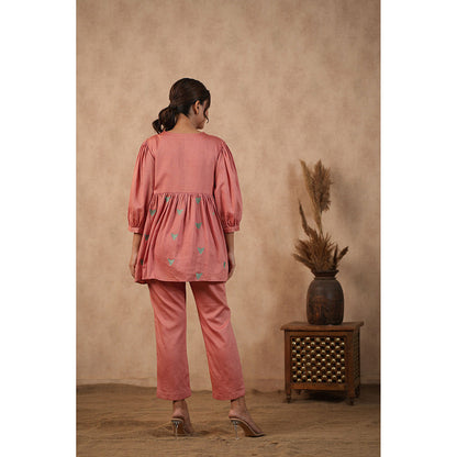 Masoomm Rose Pink Embroidered Co-Ord (Set of 2)
