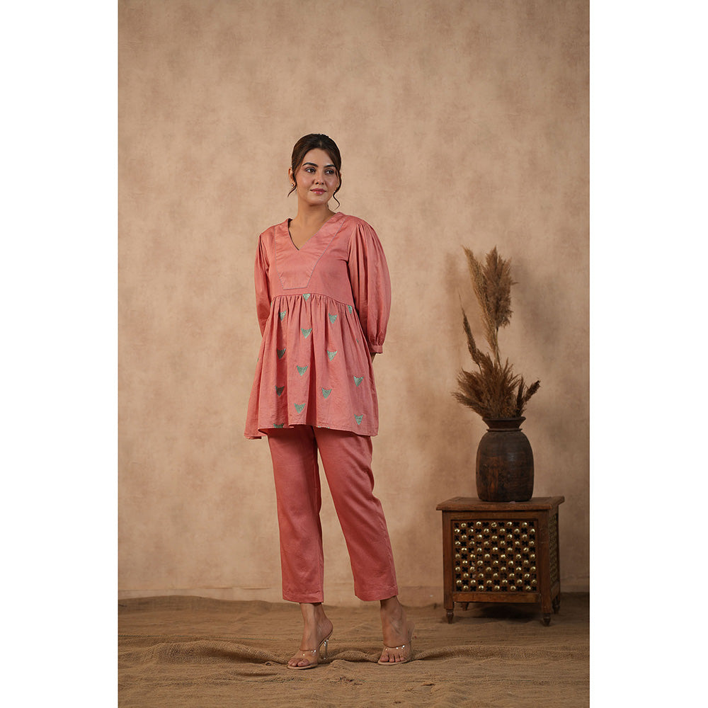 Masoomm Rose Pink Embroidered Co-Ord (Set of 2)
