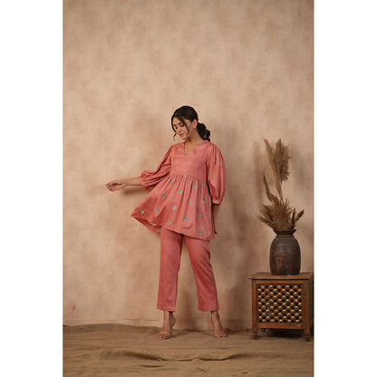 Masoomm Rose Pink Embroidered Co-Ord (Set of 2)