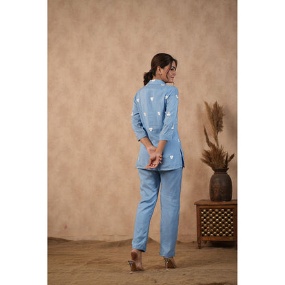 Masoomm Blue Embroidered Co-Ord (Set of 2)
