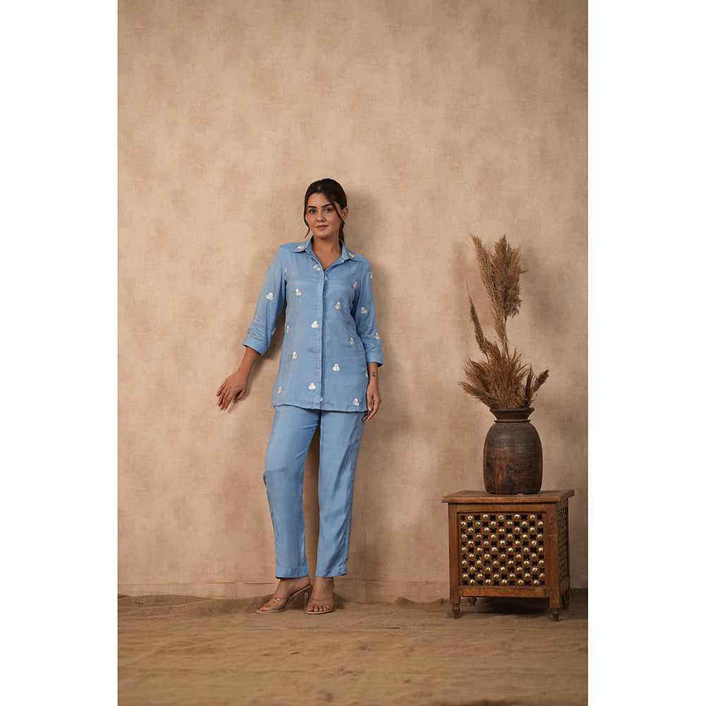 Masoomm Blue Embroidered Co-Ord (Set of 2)