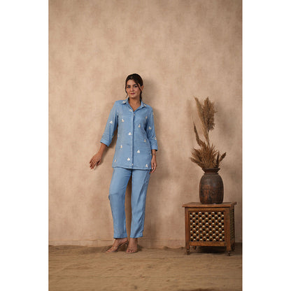 Masoomm Blue Embroidered Co-Ord (Set of 2)