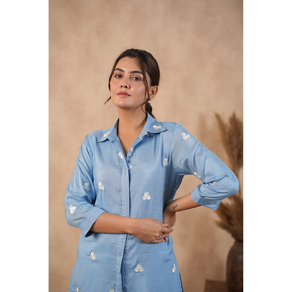 Masoomm Blue Embroidered Co-Ord (Set of 2)
