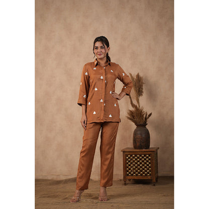 Masoomm Brown Embroidered Co-Ord (Set of 2)