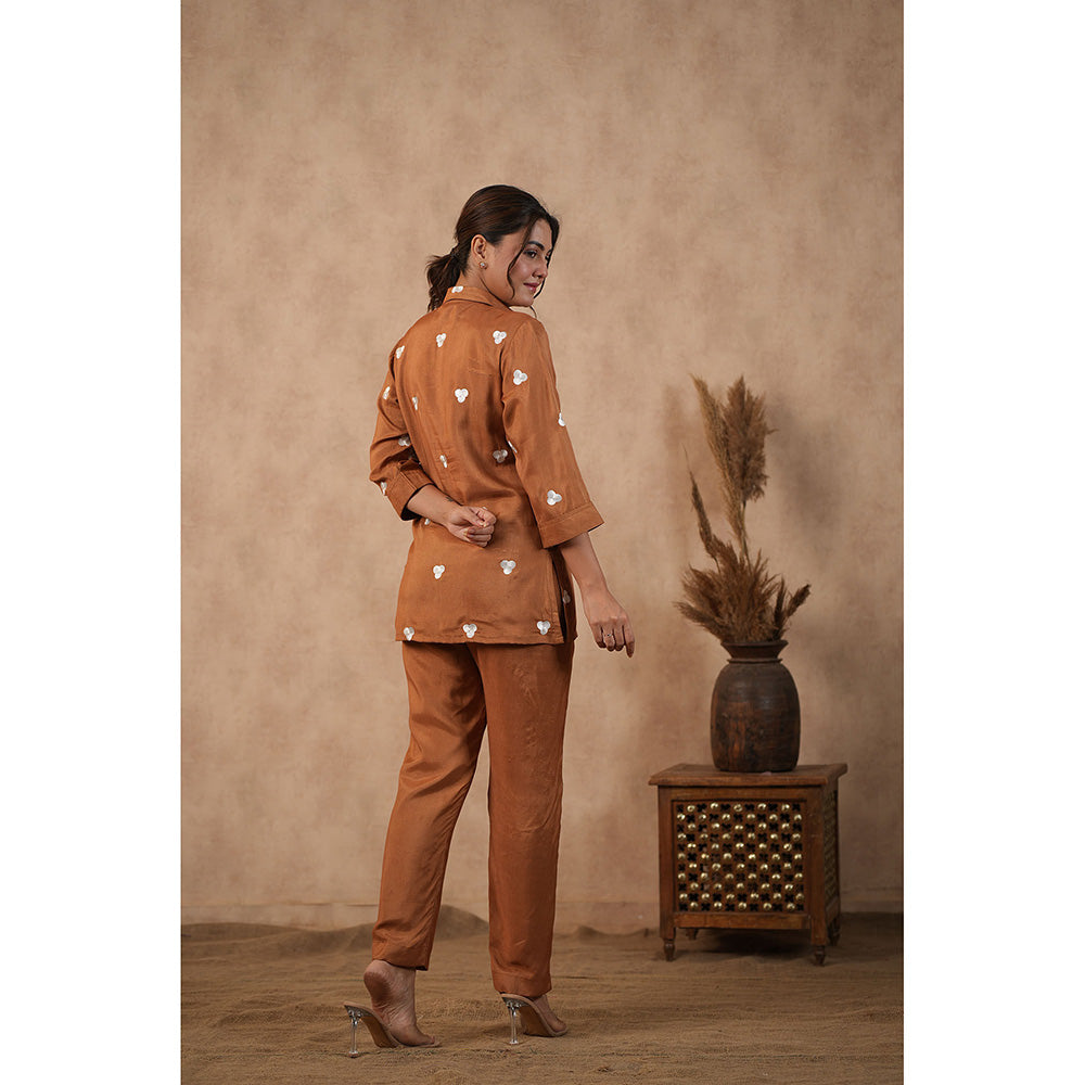 Masoomm Brown Embroidered Co-Ord (Set of 2)