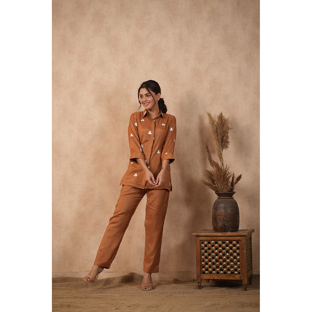 Masoomm Brown Embroidered Co-Ord (Set of 2)