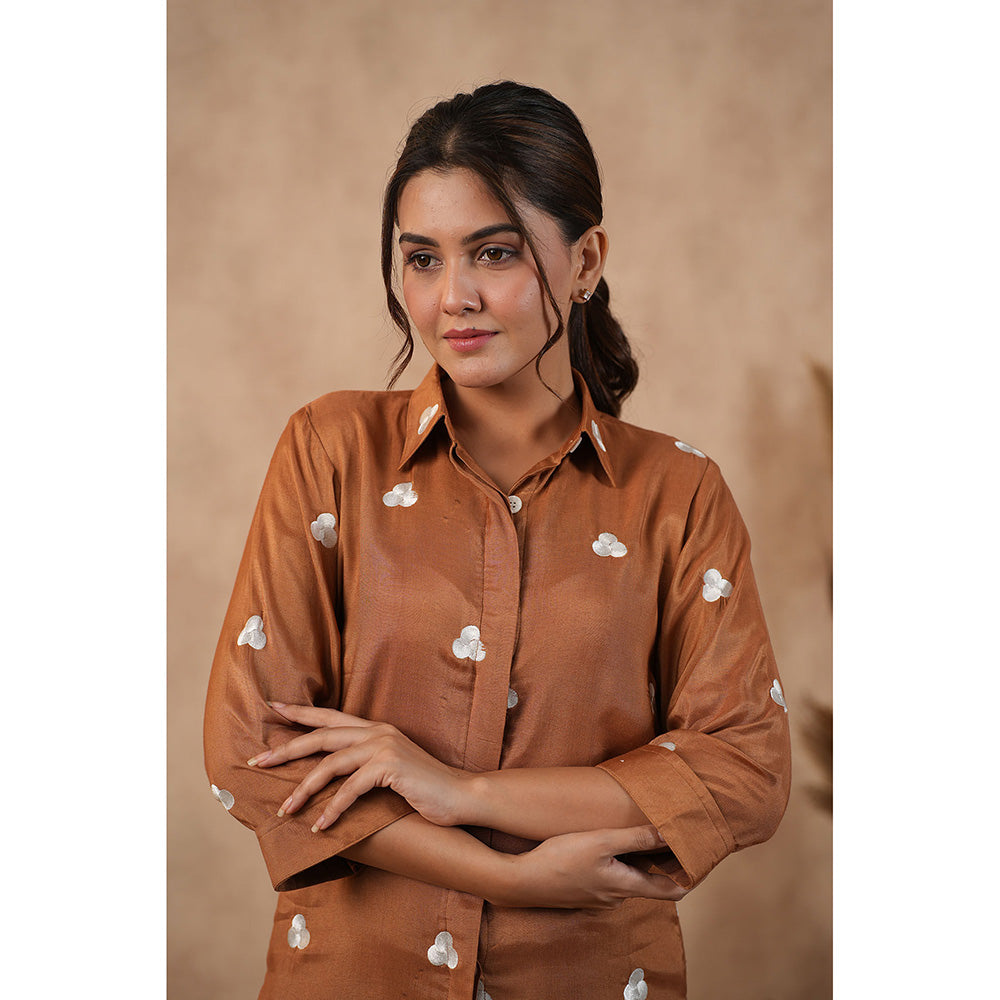 Masoomm Brown Embroidered Co-Ord (Set of 2)