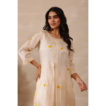 Masoomm Yellow Marigold Embroidered Kurta and Pant (Set of 2)