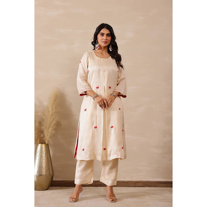 Masoomm Rosy Pink Embroidered Kurta and Pant (Set of 2)